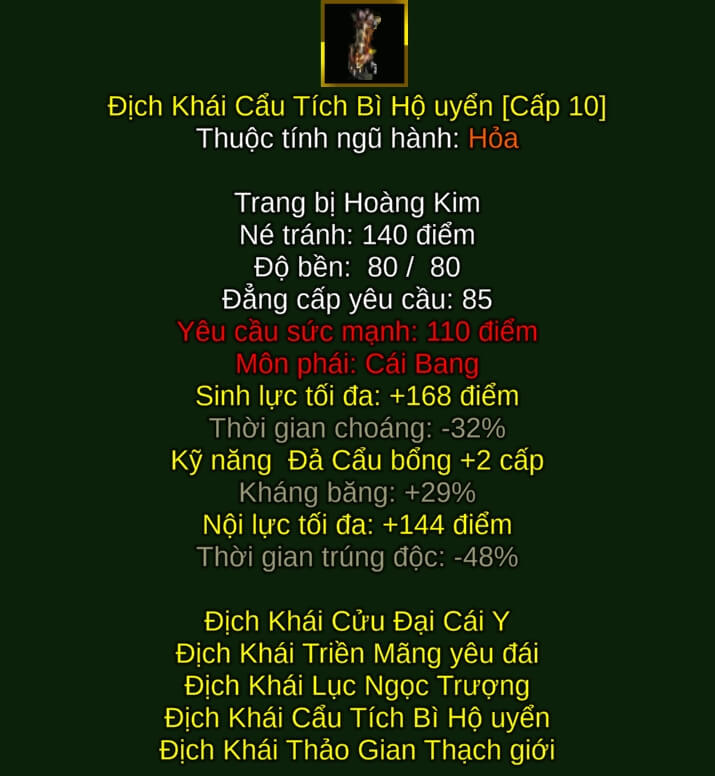 Địch Khái Cẩu Tích Bì Hộ Uyển - Bổng Pháp (Địch Khái) - Cái Bang - VLTK