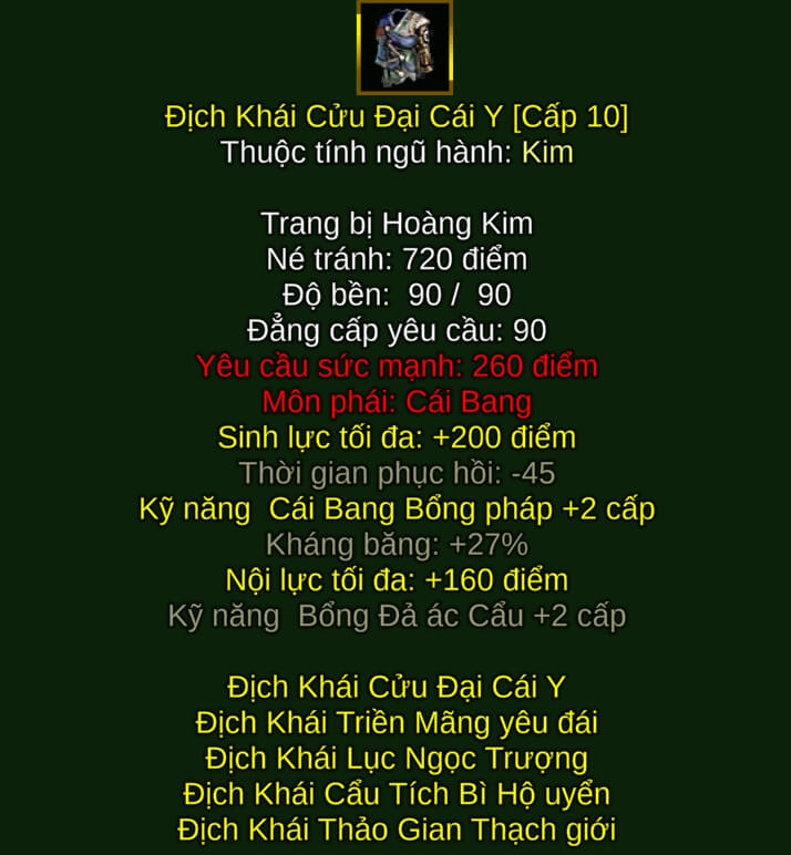 Địch Khái Cửu Đại Cái Y - Bổng Pháp (Địch Khái) - Cái Bang - VLTK