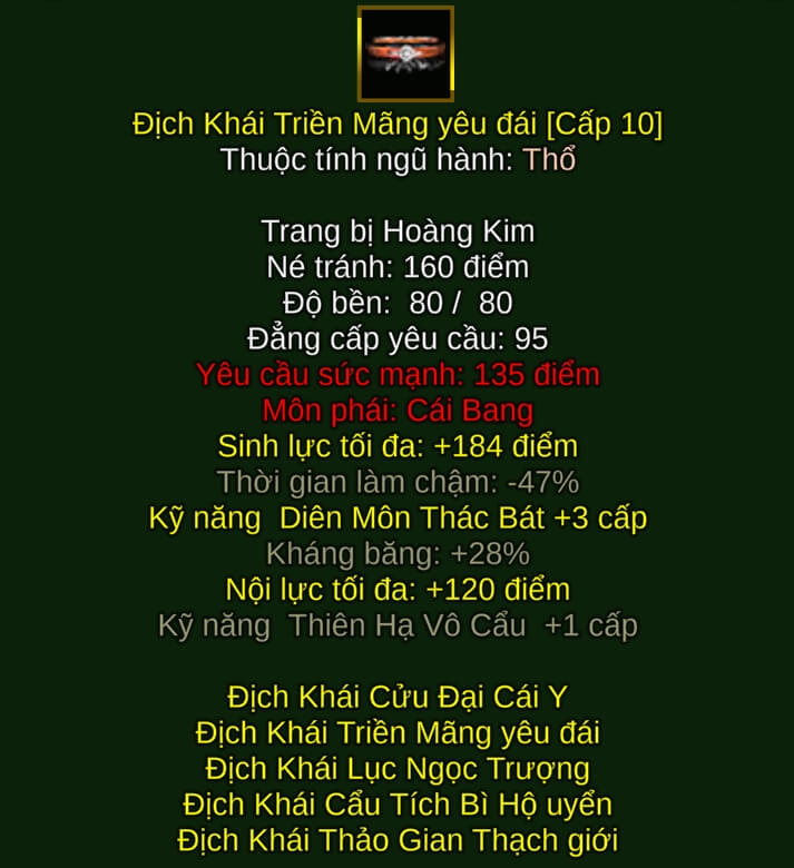 Địch Khái Triền Mãng Yêu Đái - Bổng Pháp (Địch Khái) - Cái Bang - VLTK