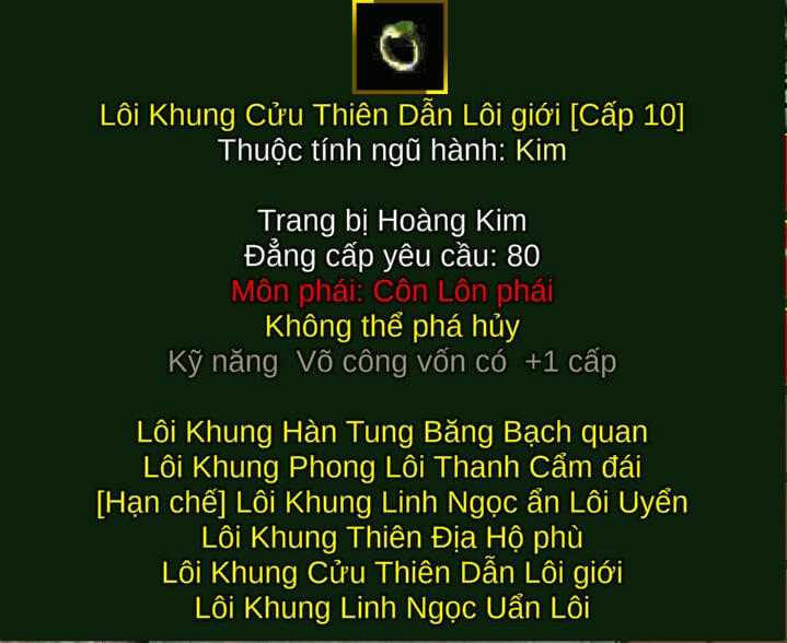 Lôi Khung Cửu Thiên Dẫn Lôi giới - Kiếm Pháp (Lôi Khung) - Côn Lôn - VLTK