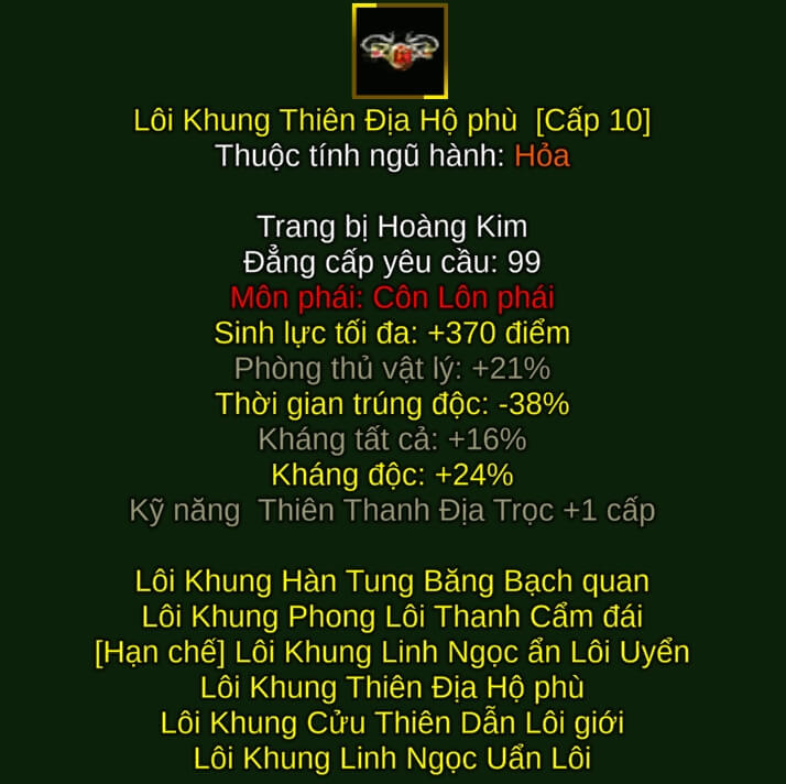 Lôi Khung Thiên Địa Hộ phù - Kiếm Pháp (Lôi Khung) - Côn Lôn - VLTK
