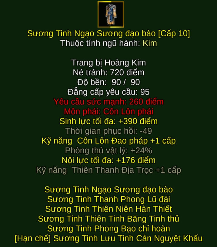 Sương Tinh Ngạo Sương đạo bào - Đao Pháp (Sương Tinh) - Côn Lôn - VLTK