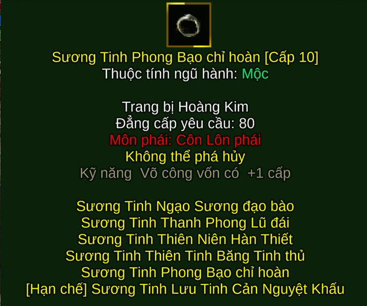 Sương Tinh Phong Bạo chỉ hoàn - Đao Pháp (Sương Tinh) - Côn Lôn - VLTK