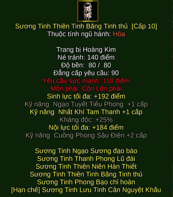 Sương Tinh Thiên Tinh Băng Tinh thủ - Đao Pháp (Sương Tinh) - Côn Lôn - VLTK