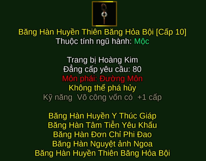 Băng Hàn Huyền Thiên Băng Hoả Bội - Phi Đao (Băng Hàn) - Đường Môn - VLTK