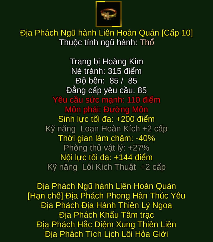 Địa Phách Ngũ Hành Liên Hoàn Quán - Hãm Tĩnh (Bẫy) (Địa Phách) - Đường Môn - VLTK