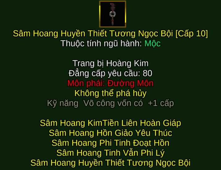 Sâm Hoang Huyền Thiết Tương Ngọc Bội - Phi Tiêu (Sâm Hoang) - Đường Môn - VLTK