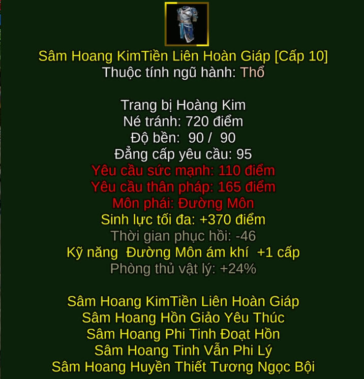 Sâm Hoang Kim Tiền Liên Hoàn Giáp - Phi Tiêu (Sâm Hoang) - Đường Môn - VLTK
