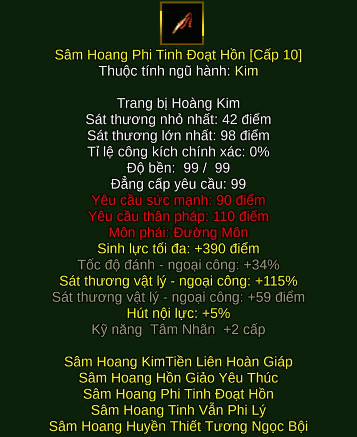 Sâm Hoang Phi Tinh Đoạt Hồn - Phi Tiêu (Sâm Hoang) - Đường Môn - VLTK