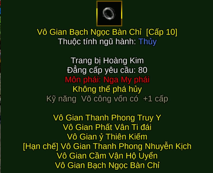Vô Gian Bạch Ngọc Bàn Chỉ - Kiếm Pháp (Vô Gian) - Nga My - VLTK
