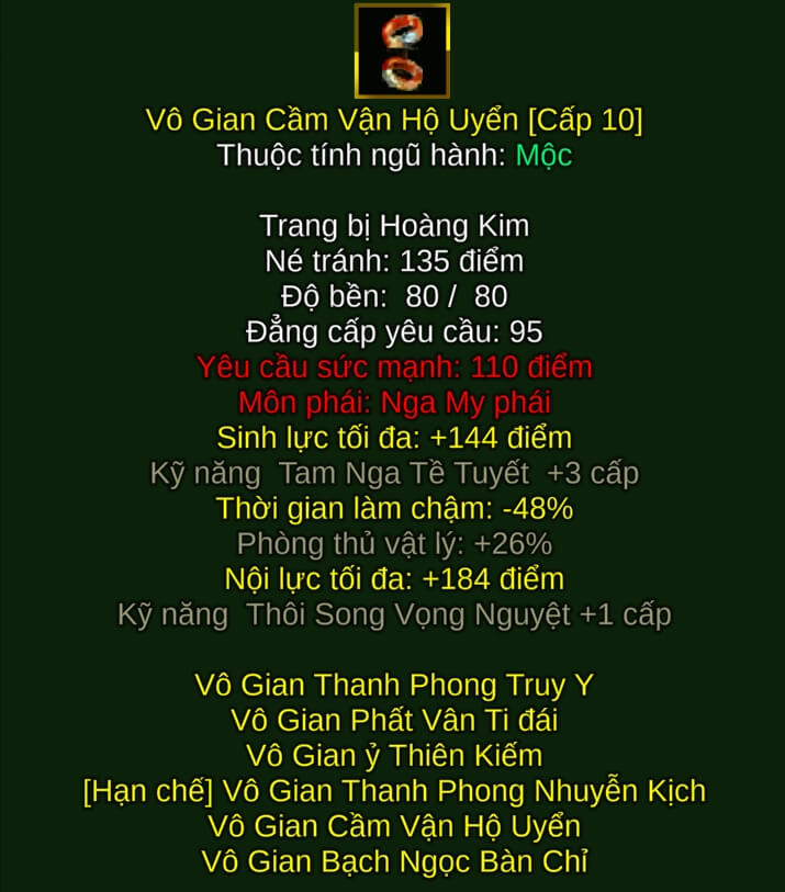 Vô Gian Cầm Vận Hộ Uyển - Kiếm Pháp (Vô Gian) - Nga My - VLTK