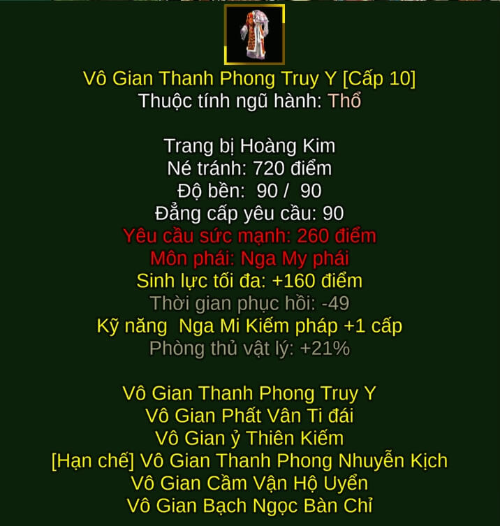 Vô Gian Thanh Phong Truy Y - Kiếm Pháp (Vô Gian) - Nga My - VLTK