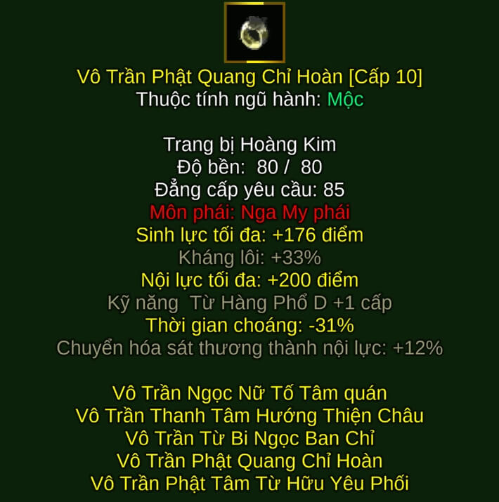 Vô Trần Phật Quang Chỉ Hoàn - Hỗ Trợ (Vô Trần) - Nga My - VLTK