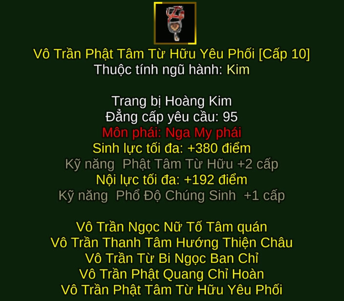 Vô Trần Phật Tâm Từ Hữu Yêu Phối - Hỗ Trợ (Vô Trần) - Nga My - VLTK