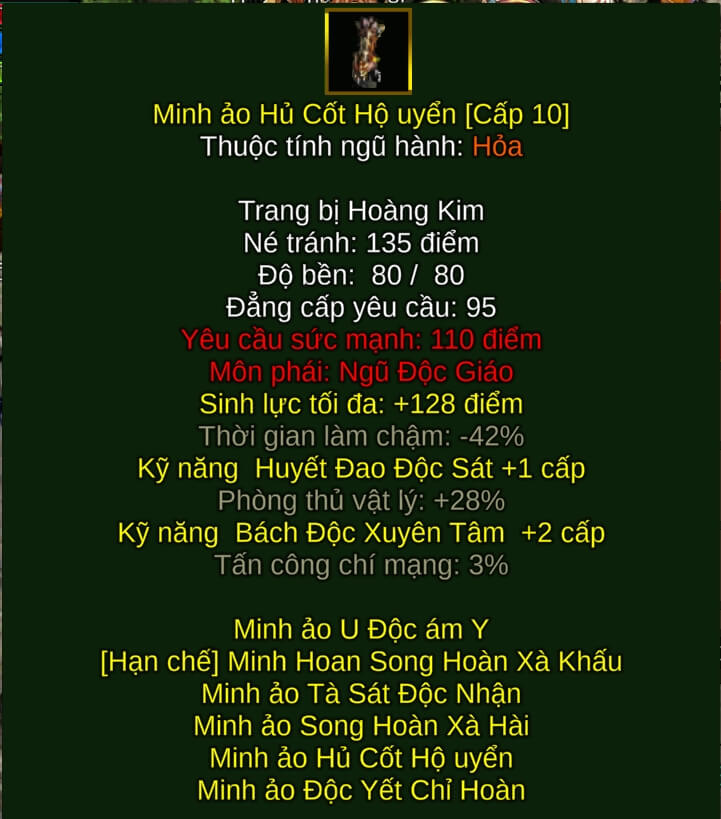Minh ảo Hủ Cốt Hộ uyển - Đao Pháp (Minh Ảo) - Ngũ Độc - VLTK