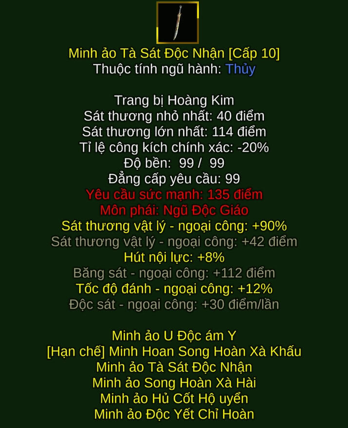 Minh ảo Tà Sát Độc Nhận - Đao Pháp (Minh Ảo) - Ngũ Độc - VLTK