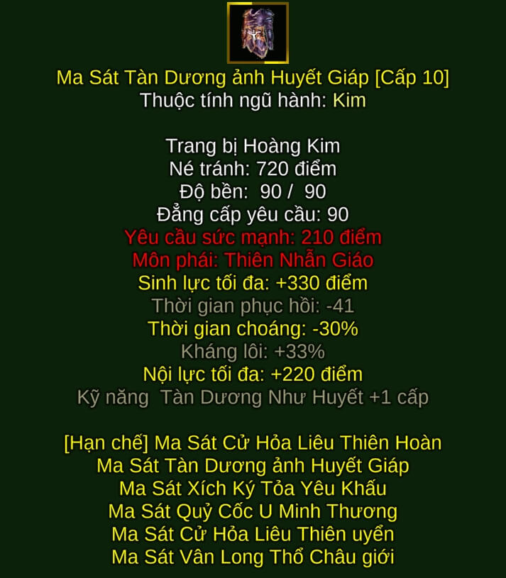Ma Sát Tàn Dương ảnh Huyết Giáp - Mâu Pháp (Ma Sát) - Thiên Nhẫn - VLTK