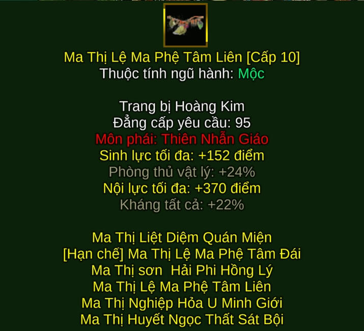Ma Thị Lệ Ma Phệ Tâm Liên - Đao Pháp (Ma Thị) - Thiên Nhẫn - VLTK