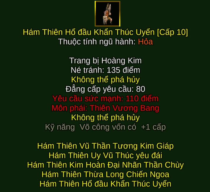 Hám Thiên Hổ đầu Khẩn Thúc Uyển - Chùy Pháp (Hám Thiên) - Thiên Vương - VLTK