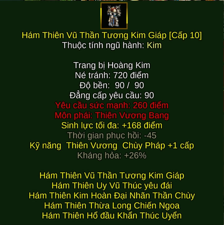 Hám Thiên Vũ Thần Tương Kim Giáp - Chùy Pháp (Hám Thiên) - Thiên Vương - VLTK