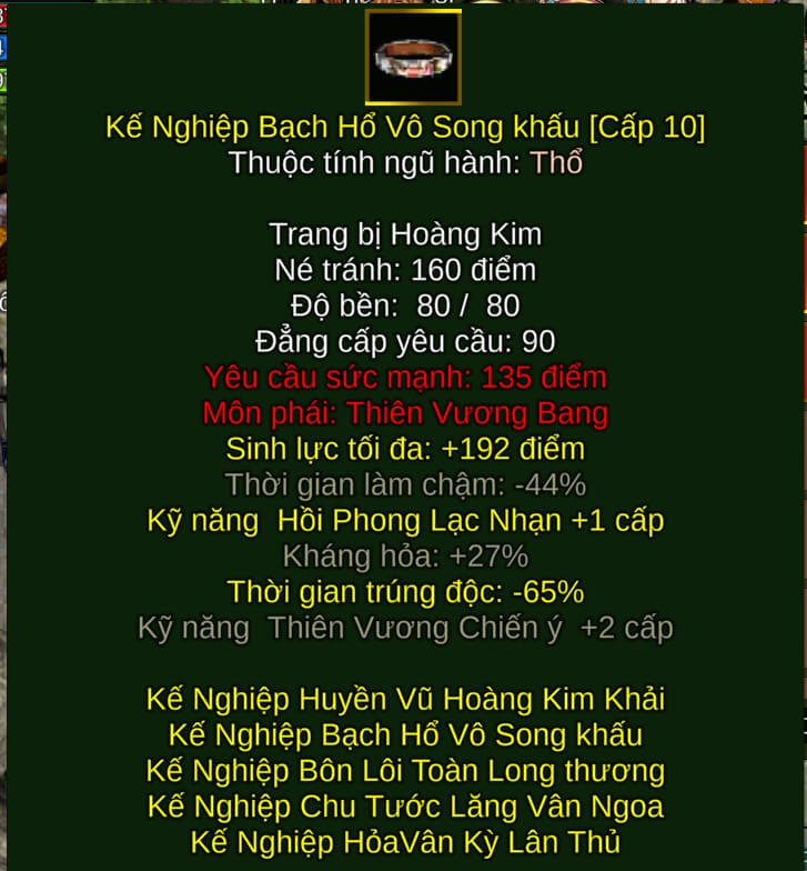 Kế Nghiệp Bạch Hổ Vô Song khấu - Thương Pháp (Kế Nghiệp) - Thiên Vương - VLTK
