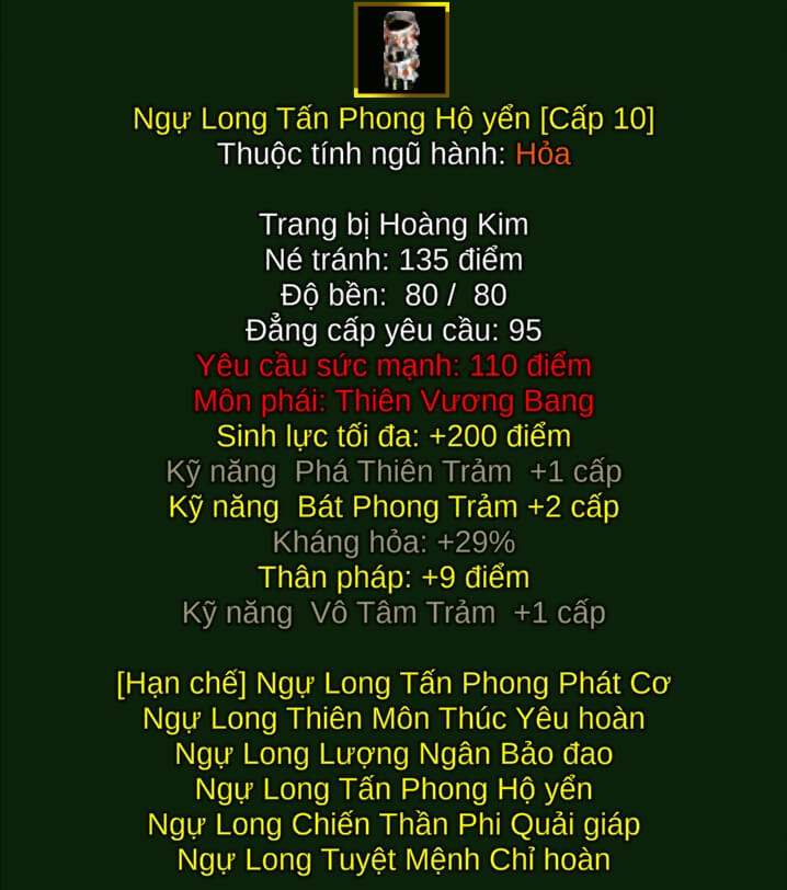 Ngự Long Tấn Phong Hộ yển - Đao Pháp (Ngự Long) - Thiên Vương - VLTK