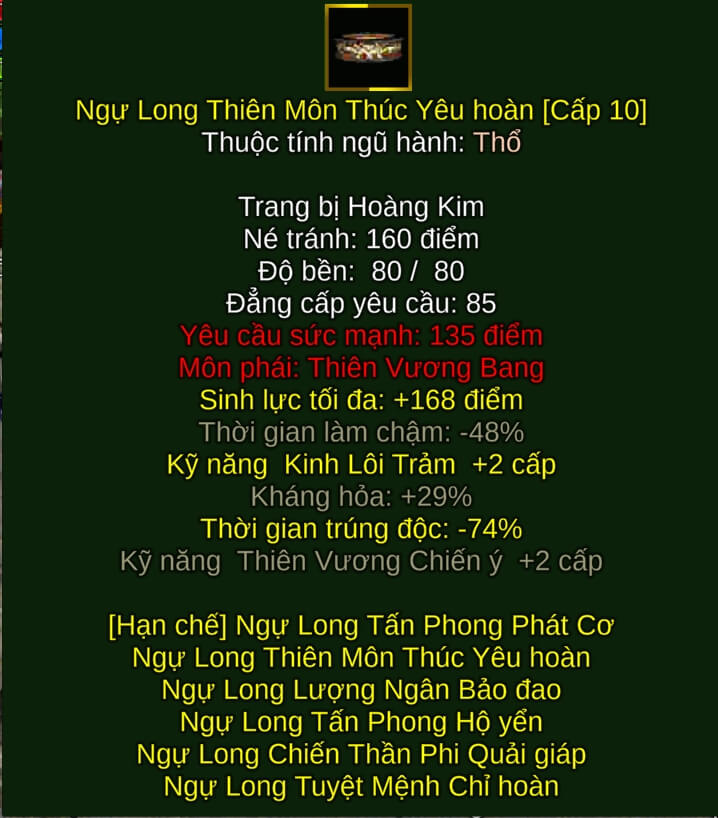 Ngự Long Thiên Môn Thúc Yêu hoàn - Đao Pháp (Ngự Long) - Thiên Vương - VLTK