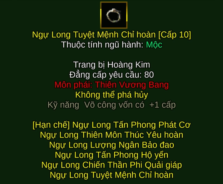 Ngự Long Tuyệt Mệnh Chỉ hoàn - Đao Pháp (Ngự Long) - Thiên Vương - VLTK