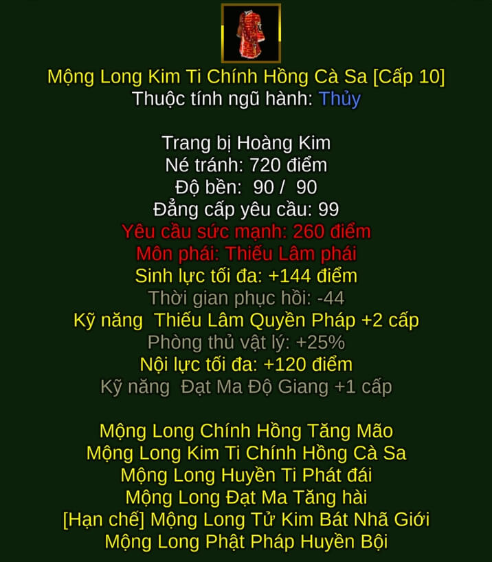 Mộng Long Kim Ti Chính Hồng Cà Sa - Quyền Pháp (Mộng Long) - Thiếu Lâm - VLTK
