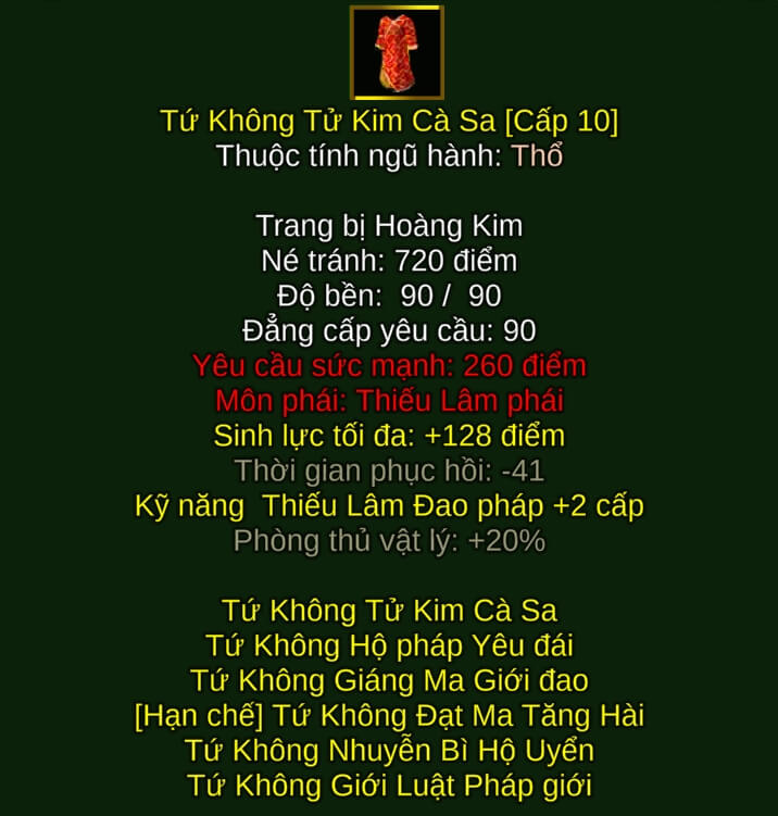 Tứ Không Tử Kim Cà Sa - Đao Pháp (Tứ Không) - Thiếu Lâm - VLTK