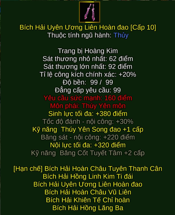 Bích Hải Uyên Ương Liên Hoàn đao - Song Đao (Bích Hải) - Thúy Yên - VLTK