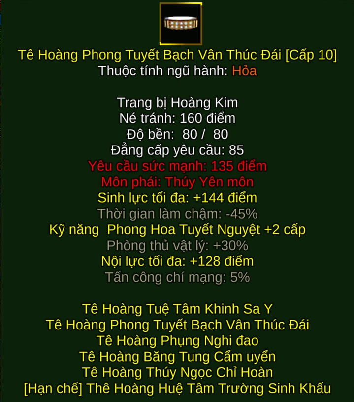 Tê Hoàng Phong Tuyết Bạch Vân Thúc Đái - Đao Pháp (Tê Hoàng) - Thúy Yên - VLTK