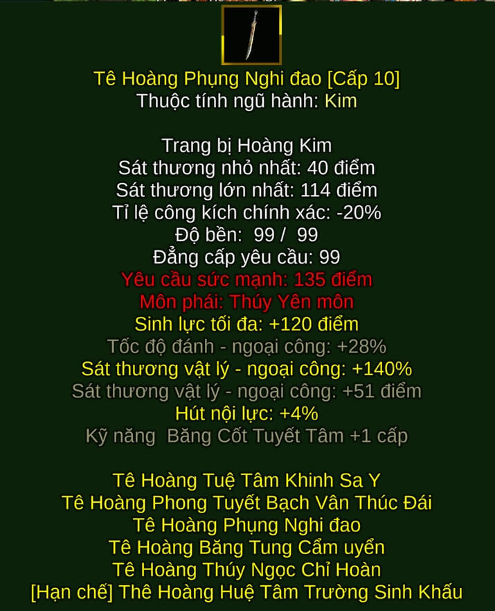 Tê Hoàng Phụng Nghi đao - Đao Pháp (Tê Hoàng) - Thúy Yên - VLTK