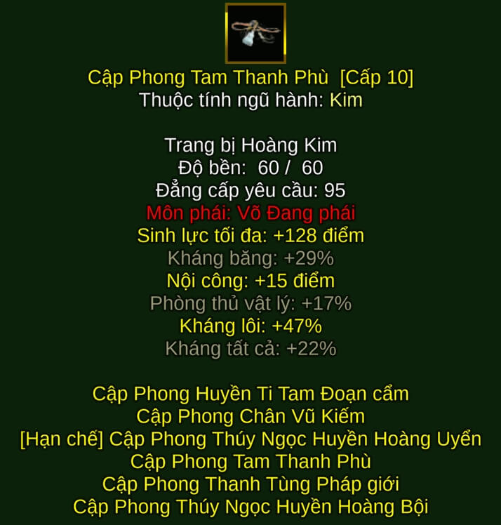 Cập Phong Tam Thanh Phù - Kiếm Pháp (Cập Phong) - Võ Đang - VLTK
