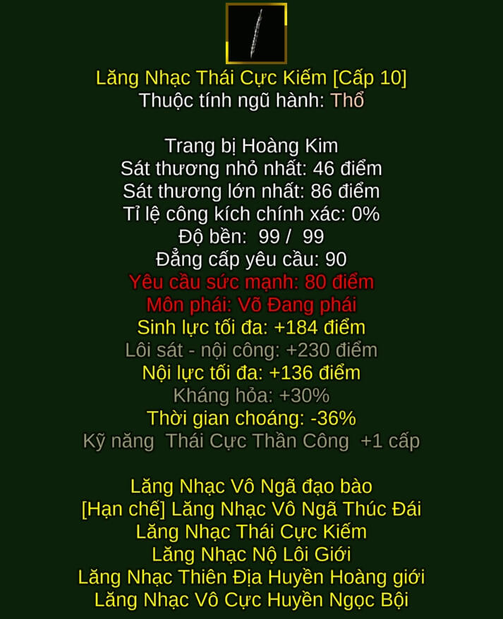 Lăng Nhạc Thái Cực Kiếm - Quyền Pháp (Lăng Nhạc) - Võ Đang - VLTK