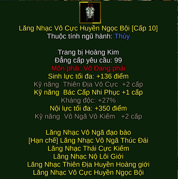 Lăng Nhạc Vô Cực Huyền Ngọc Bội - Quyền Pháp (Lăng Nhạc) - Võ Đang - VLTK