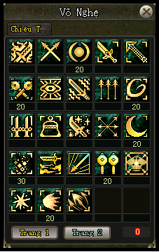 Tăng điểm Kỹ năng Chùy pháp - phái Thiên Vương - VLTK